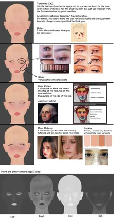 an info sheet shows how to apply makeup for different types of eyes and eyebrows, including the