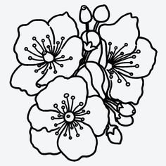 the flowers are blooming in black and white, with one flower on each side