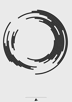 an abstract black and white image with lines in the shape of a circle on a light gray background