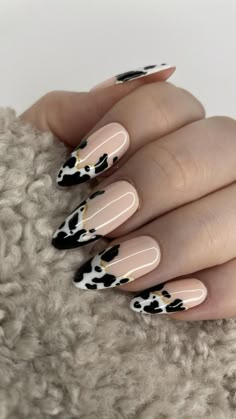 Cute French Tip Nails, Cute French Tip, Cow Print Nails, Nail Design Glitter, French Tip Nail Designs