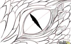 a drawing of an eye with the shape of a lightning bolt in it's center