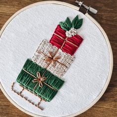 a close up of a embroidery on a hoop