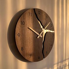 Mercer41 Sharis Wall Clock | Wayfair Wood Clock Design, Wood Minimalist, Minimalist Wall Clock, Rustic Wood Crafts, Wooden Clocks, Fancy Glasses, Minimalist Wall Clocks, Roman Numbers, Custom Clocks