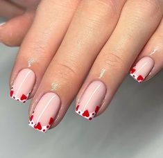 Valentine Nail Design, Trendy Nail Polish, Valentine Nail, Nail Coat, Clear Acrylic Nails, Cute Short Nails, Short Nails Art