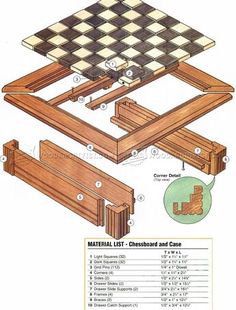 the plans for a chessboard and table are shown in this diagram, with instructions on how to build it