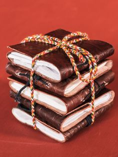 Stack of Mini Leather Journals The Past, Leather