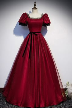 Burgundy Tulle Long Prom Dresses Backless Evening Dress, Corset Dress Prom, Evening Dress Floor Length, Prom Dress Inspiration, Long Prom Dresses, A Line Prom Dresses, Long Prom Dress, Custom Dresses, Gown Wedding Dress