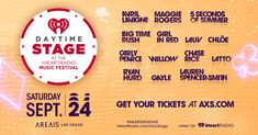 an advertisement for the daytime stage at the heart radio music festival on sep 24, 2013