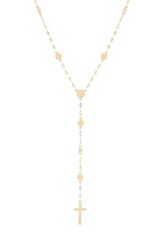 A small cross pendant dangles from this disc-link lariat necklace crafted from 14-karat gold. 18" length, 4" pendent drop 14k gold Imported Premiere Outfits, Long Cross Necklace, Greece Gifts, Bird Tattoos For Women, Cross Necklace Simple, Long Gold Necklace, Drop Necklaces, Bday List, Lariat Necklace Silver