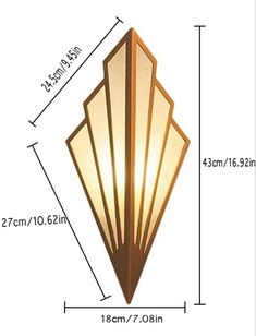 an image of a light fixture with measurements for the size and width on white background