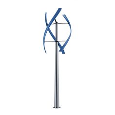 a tall metal pole with a blue ribbon on it's end and an arrow at the top