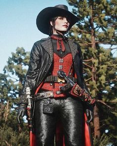 Female Winter Outfits, Wild West Outfits, Goth Cowboy, Male Outfit, Red And Black Outfits, Red Dead Online, John Marston, Cowboy Aesthetic, Red Redemption 2