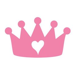 a pink crown with a heart on the front and bottom part is shown in white