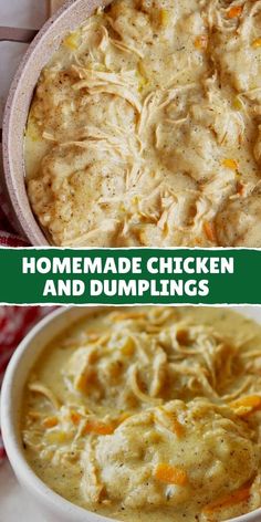 homemade chicken and dumpling soup in a bowl