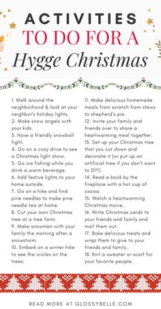 an image of christmas activities to do for a hygge christmas