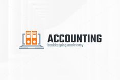 an orange and gray logo for a bookkeeper's business, with the words accounting on it