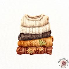 a stack of sweaters on top of each other