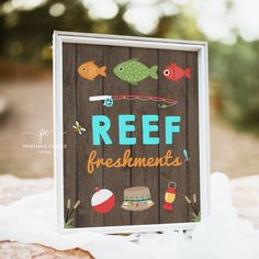 a sign that says reef freshments on it