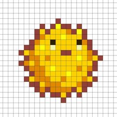 an image of a pixellated face made out of yellow and brown squares on a white background