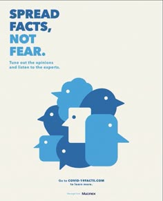 a poster with blue speech bubbles and the words spread fact's, not fear