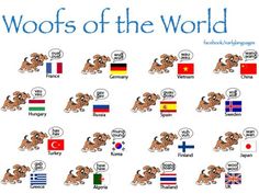 an image of different flags and dogs with the words woofs of the world on them