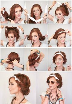 16 maneras de ponerte un pañuelo a la moda. Updo Curly, Hipster Hairstyles, Hairstyles Curly, Hair Updo, Vintage Hairstyles, Hair Hairstyles, Hair Dos