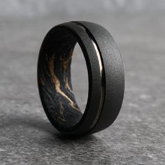 The Monaco Black and Gold Carbon Fiber Wedding Ring