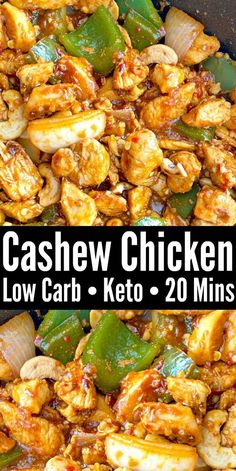 cashew chicken stir fry with green peppers and mushrooms