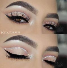 Silver Cut Crease, Black Winged Eyeliner, Eye Makeup Cut Crease, New Makeup Ideas, Cut Crease Eyeshadow, Silver Makeup, Neutral Eyes, Cut Crease Makeup