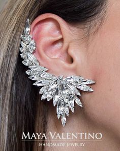 "Rose gold ear cuff, Cuff earrings, Ear cuff, Ear Cuffs, Ear climber, Ear cuff gold, Bridal earrings, Statement earrings, Swarovski earrings Amazing special large abstract crystal ear cuff earrings, definitely one of my best designs, we sure that you will grab a lot of positive compliments and definitely will upgrade any out fit. Designed and created by Maya Valentino & Co. All right reserved. Embellished with lovely sparkling crystals from Swarovski! 💜Left or right option automatically com Rose Gold Ear Cuff, Climbing Earrings, Crystal Cluster Earrings, Champagne Earrings, Crystal Ear Cuff, Silver Ear Climbers, Ear Cuff Earrings, Ear Crawler, Ear Crawler Earrings