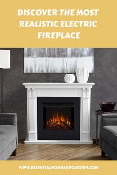 a fireplace with the words, discovering the most realistic electric fireplace