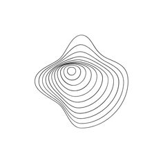 a black and white drawing of an abstract shape with lines in the form of circles