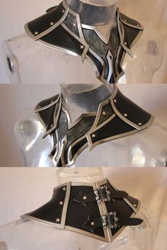 Fantasy Chestplate, Cool Armor Concepts, Fantasy Soldier Outfit, Armor Back View, Hooded Armor, Gorget Armor, Pauldron Armor, Armor Accessories, Studded Leather Armor