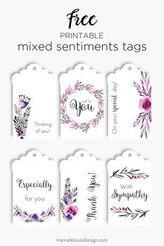 free printable tags with watercolor flowers on them