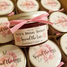 a jar of bride's bridal shower spread the love