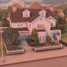 an artist's rendering of a large house in the middle of a suburban neighborhood