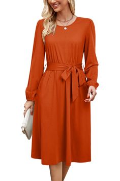 PRICES MAY VARY. FALL DRESSES FOR WOMEN 2024: Long sleeve dress for women adopts soft, stretchy and lightweight fabric, comfortable to wear all day. WEDDING GUEST DRESSES FOR WOMEN FALL: Long sleeve dress/ women's casual dresses/ dress with pockets/ flowy dresses for women/ elastic waist/ crew neck/ a line dresses for women/ tie waist dres/ long sleeve midi dress/ midi dresses for women/ modest dresses for women/ homecoming dresses/ belted dress/ fall wedding guest dresses/ winter dress/ spring Fall Church Dresses, Modest Womens Fashion, Wedding Guest Dresses Winter, A Line Dresses For Women, Winter Dresses For Work, Long Sleeve Dress Casual, Sleeve Dress Casual, Long Sleeve Dresses Fall, Modest Dresses For Women