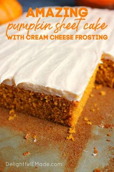 a pumpkin sheet cake with cream cheese frosting