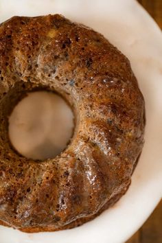 a bundt cake sitting on top of a white plate