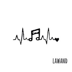 a music note with the word lavand written in black ink on a white background