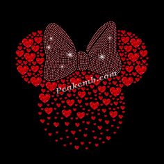 minnie mouse head with hearts on black background