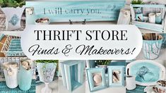 there is a collage of pictures with the words thrift store finds and makeovers