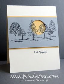 a card with trees on it and the moon in the sky above them is shown