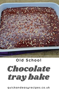 an old school chocolate tray bake with sprinkles on top and bottom