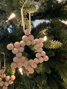 an ornament hanging from a christmas tree