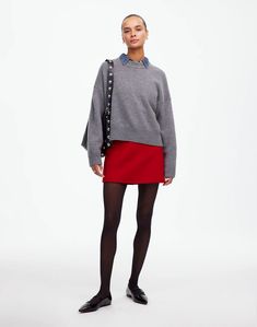 Double-Faced Mini Skirt in Wool Blend | Madewell Wool Skirt, 2025 Vision, Red Wool, Wool Skirts, Tall Boots, Wool Blend, Mini Skirt, New Arrivals