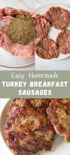 easy homemade turkey breakfast sausages on a plate