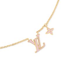 LOUIS VUITTON® - Lv Iconic Enamel Necklace - Pink Boujee Things To Buy, Cute Designer Jewelry, Louis Vuitton Chain Necklace, Gold Y Necklace, Dream Gifts For Her, Meaningful Birthday Gifts For Best Friend, Ever Jewels, Pink Girly Accessories, Gold Designer Necklace