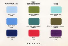 the color chart for different shades of paint