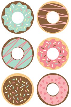 four donuts with different frosting and sprinkles